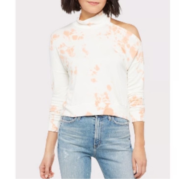 Evereve LA Made Essec Tie Dye Off The Shoulder Mock Neck Top - Picture 1 of 6